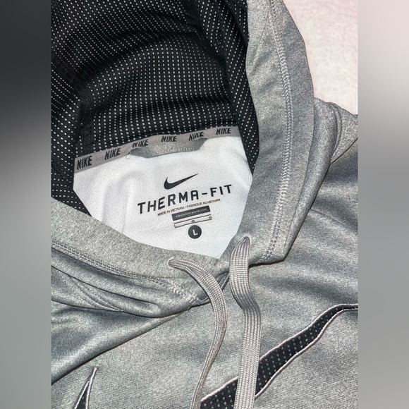 Nike Therma-Fit Pullover Hoodie Gray Black Men’s Sweatshirt Large - Picture 3 of 7